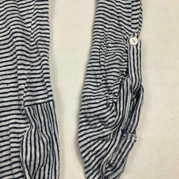 Adrienne Vittadini Womens Linen Back Button Shirt Striped Long Sleeve Top LARGE - Picture 3 of 11